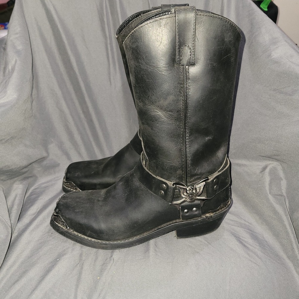 Smokey Mountain Boots Black Western Cowboy Boots Size 8.5 EE 4602 Metal Details